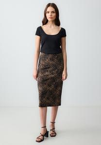 Юбка-карандаш SLIM FIT HIGH WAIST LEOPARD PRINT MIDI Jimmy Key, черный