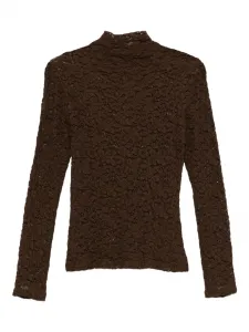 Кружевной свитер с высоким воротом Seventy, коричневый
