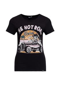 Футболка с эффектным принтом спереди — горячий дорожный бунтарь Queen Kerosin, черный