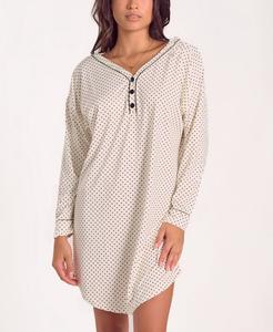 Женская ночная рубашка с длинными рукавами из эластичного трикотажа с начесом iCollection, Ivory