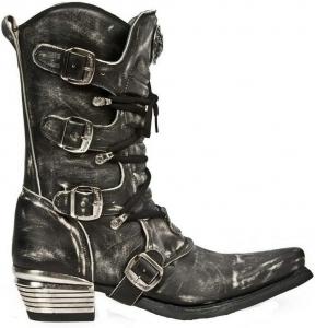 Мужские кожаные ботинки New Rock M.7993-S3 черного и серого цвета из телячьей кожи Dallas