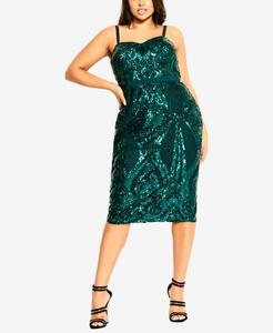 Платье Sofia с пайетками больших размеров CITY CHIC, Green