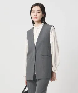 Жилет средней длины с двойным перекрещиванием, можно стирать United Arrows, цвет Dk.Gray