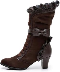 Женские сапоги Lorie & Knight из искусственной замши с шнуровкой, свадебные, вдохновленные викторианской эпохой, средней длины, Coffee