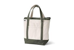 Средняя холщовая сумка-тоут с пятью карманами и застежкой-молнией Lands' End, цвет natural/dark olive green