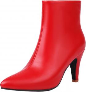 Женская мода: ботильоны на каблуке 8,5 см, с острым носком, короткие, с лаконичной боковой молнией, узкие, универсальные и стильные, размер L9-1-29, размеры US4-US14 LYYSKY, Red(L9-3)