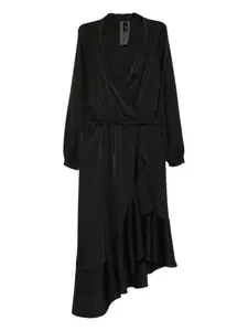 Платье миди Morena асимметричного кроя с оборками Rhizome, черный