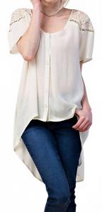 Кружевная блузка с открытыми плечами цвета айвори KORI, слоновая кость