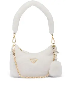 Мини-сумка Re-Edition из овчины Prada, белый
