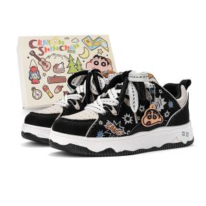 Crayon Shinchan Лёгкие дышащие низкие скейтерские кроссовки для увеличения роста унисекс - универсальный чёрный (версия с тканевым верхом)