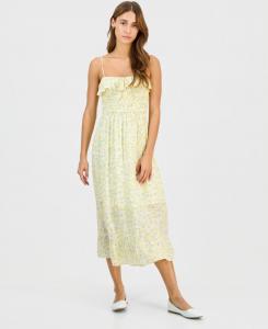 Детское миди-платье с присборенными оборками и цветочным принтом Sincerely Jules, Egret/Double Cream Floral