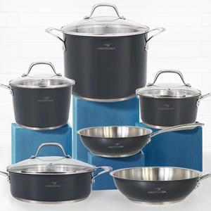 Набор кастрюль и сковородок HOMICHEF из нержавеющей стали без содержания никеля, 10 шт, темно-серый