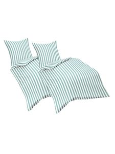 Jack Комплект постельного белья Renforcé из 4 предметов, 135x200 см, в бирюзовую полоску