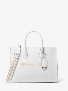 Сумка-Тоут Mirella среднего размера из шагреневой кожи Michael Kors, белый