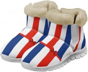 Женские зимние ботинки Jeiento для улицы, теплые рабочие ботильоны, удобные для ходьбы, легкие, с низким каблуком и противоскользящей подошвой, Franch Flag Bowknots