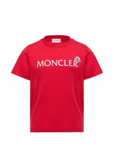 Красная футболка с логотипом Moncler Enfant, красный