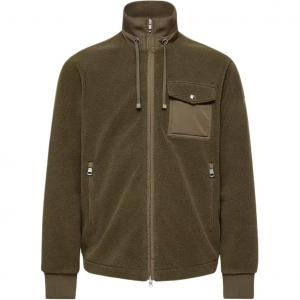 Мужское бархатное пальто Sweat Zippé Matelassé Moncler, оливковый зеленый