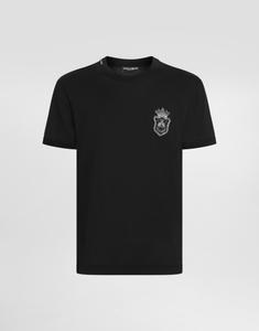 Хлопковая футболка с геральдической нашивкой Dolce & Gabbana, черный