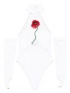 Купальник с бусинами и цветами Mazzei, белый