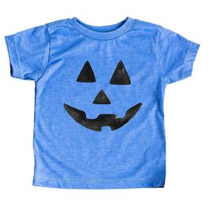 Акварельная футболка с изображением Джека-фонарика и короткими рукавами для малышей The Juniper Shop, цвет Columbia Blue