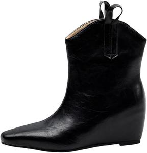 Ботильоны на высоких клиновидных каблуках Alyaafifa для женщин с заостренным закрытым носком, осенние ботинки до щиколотки с молнией, удобные нарядные короткие ботинки для офиса, вечеринки, мероприятий и выпускного, B - Black