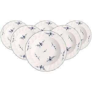 Суповые тарелки Vieux Luxembourg, бело-голубые, диаметр 22,5 см, набор из 6 штук Villeroy & Boch, белый/синий