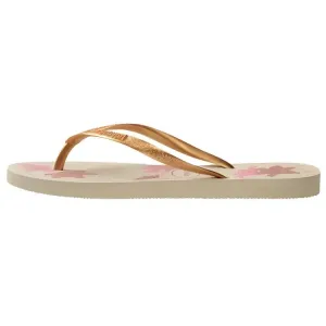 Havaianas Женские шлепанцы с резиновой подошвой, нескользящие, бежево-золотые