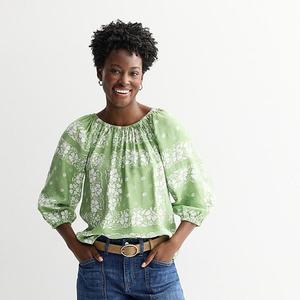 Женский топ с защипами Sonoma Goods For Life, Olive Floral Bandanna