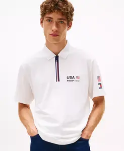 Мужская короткая футболка Tommy x U.S. SailGP Team Tech Polo Tommy Hilfiger, слоновая кость/кремовый