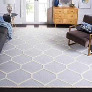 Ковер SAFAVIEH, 275 x 366 см, Cambridge Collection, Light Blue & Ivory, ручной работы марокканский узор из шерсти, идеально для помещений с высокой проходимостью в гостиной, спальне (CAM144A)