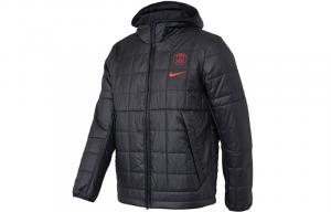 Nike Мужская пуховая куртка, черные, с капюшоном, средней ценовой категории, другие