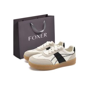 Низкие женские туфли для скейтбординга FOXER, Beige/Black