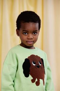 Детская хлопковая толстовка с изображением собачки Mini Rodini, зеленый