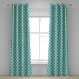 Шторы на люверсах ABAKUHAUS в стиле ретро, с узором в клетку цвета морской волны, с геометрическим рисунком в виде диагональных полос, декоративные двухпанельные шторы, 280 x 225 см, бирюзовый цвет слоновой кости