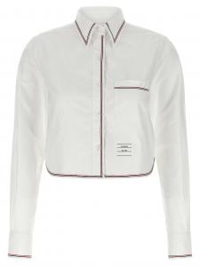 Кроп-топ рубашка с лентой 'RWB' THOM BROWNE, белый