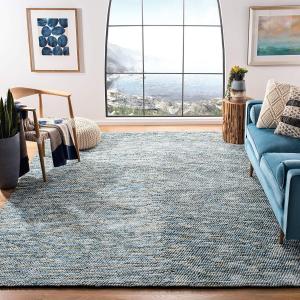 Ковер SAFAVIEH, 244 x 305 см, - коллекция Natura - большой - Blue & Ivory, ручной работы, идеально для гостиной, спальни, столовой (NAT551M)