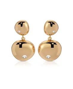 Полированные двойные серьги-капли из гальки Ettika, gold