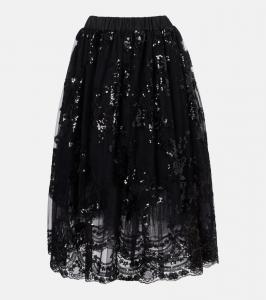 Блестящая миди-юбка Simone Rocha, Black