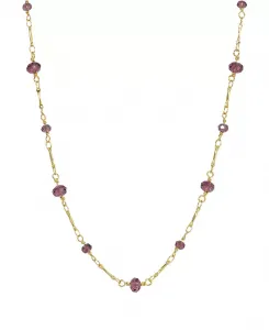 Женское колье-цепочка из бисера золотистого фиолетового оттенка 2028, purple