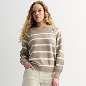 Женский свитер с воротником-стойкой и рукавом реглан Sonoma Goods For Life, Brown White Stripe