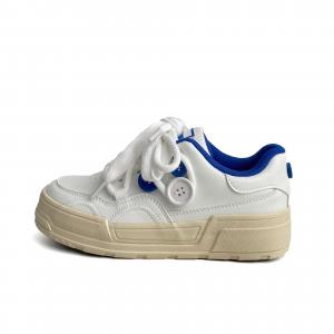 Нескользящие, износостойкие, амортизирующие, низкие кроссовки для скейтбординга для женщин Lanza, White Blue