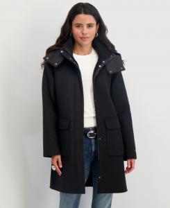 Женское пальто с капюшоном и застежкой-молнией спереди Tahari, Black