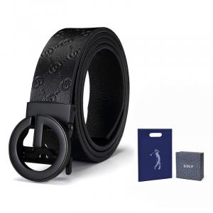 Мужской кожаный ремень GOLF, Черный (коробка обновления)