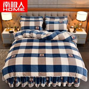 Antarctic Пододеяльник 180х220 см, зимний молочный вельвет, утепленный двусторонний флис, крупная синяя клетка