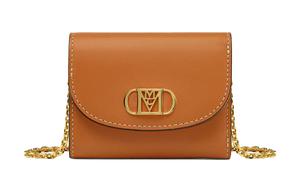 MCM Мини кошелек через плечо из коровьей кожи для женщин коричневый коньяк