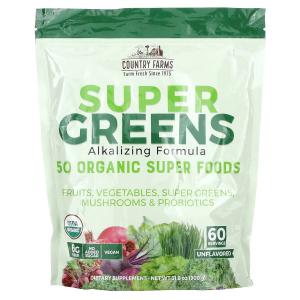 Super Greens, Подщелачивающая формула, без ароматизаторов, 31,8 унции (900 г) Country Farms