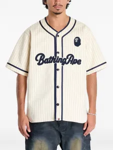 Рубашка в тонкую полоску A Bathing Ape, нейтральный