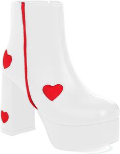 Женские сапоги-платформа Yolkomo с высоким каблуком и высоким голенищем, Ankle High White-Red Heart