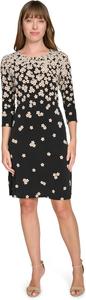Женское мини-платье-футляр Tommy Hilfiger с рукавами 3/4 и круглым вырезом, Black/Cream Multi