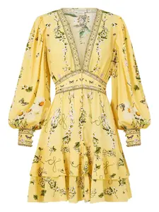 Платье мини с оборками Camilla, желтый